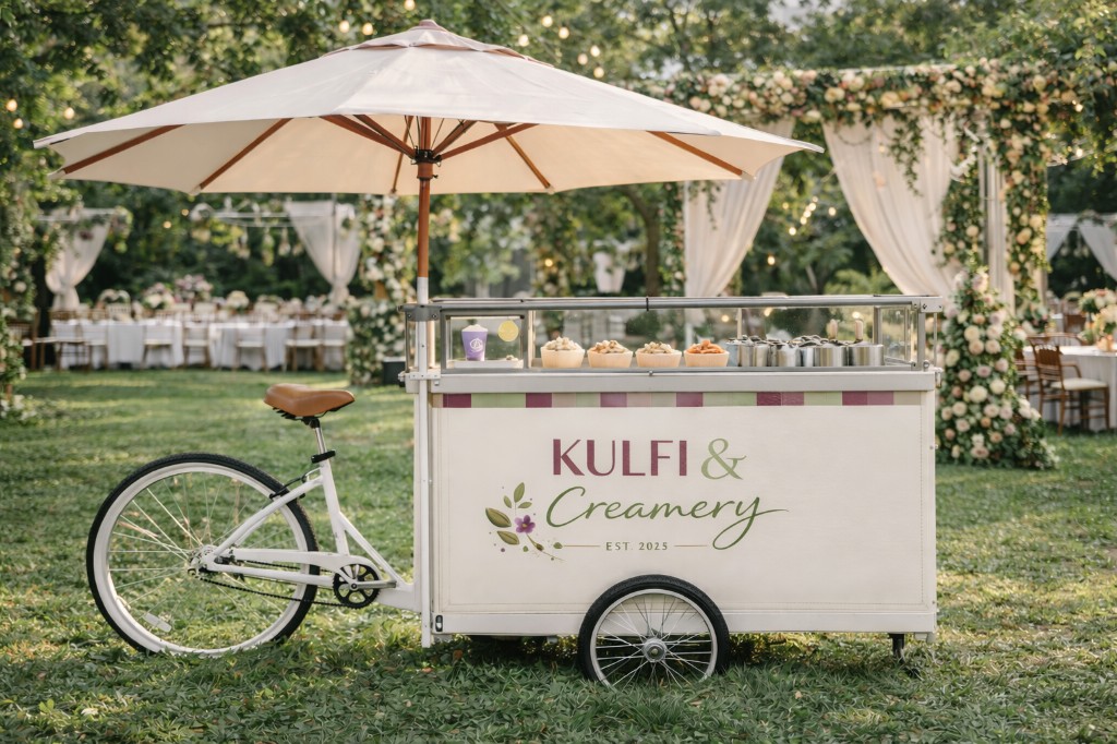 Kulfi & Creamery mobile ice cream cart at an outdoor event